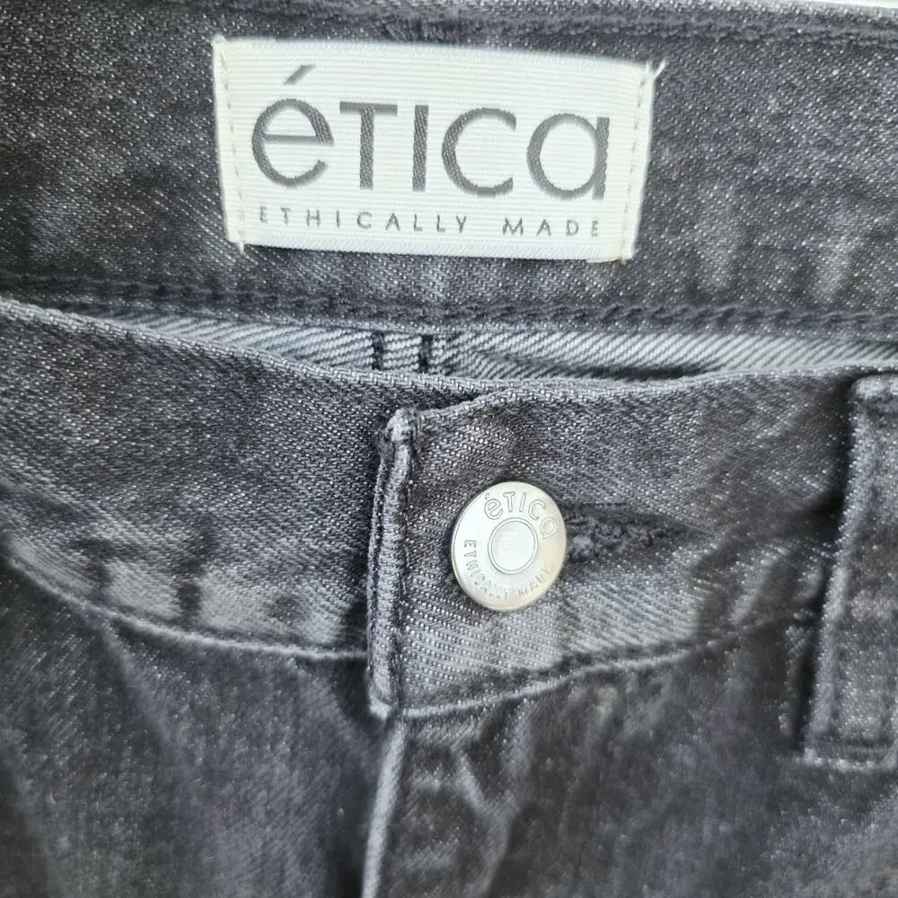 NWT! Etica Flares Jeans Size 29‎ Black High Rise 100% Cotton Denim Y2K Grunge